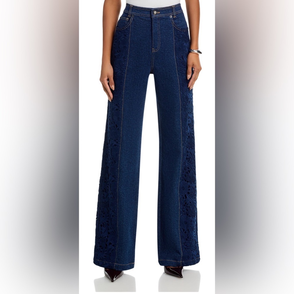 Cinq a Sept Lace Combo Francine Jeans in Navy/Ocean